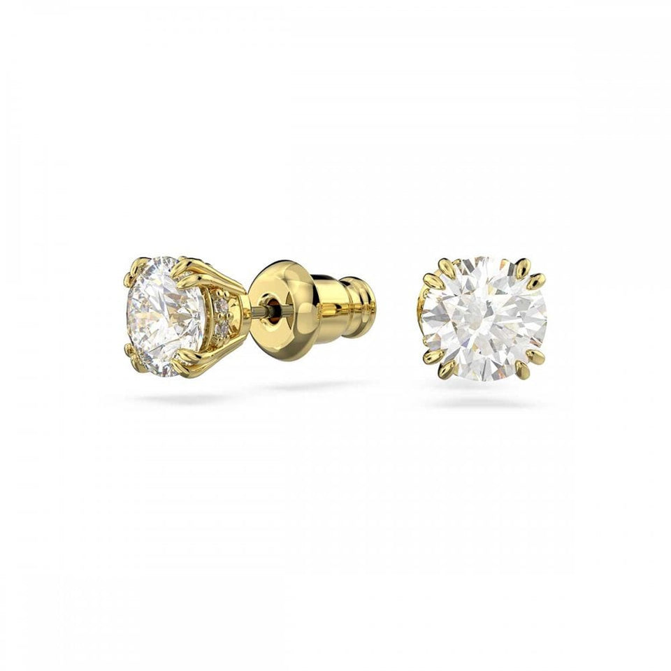Swarovski Stilla Round Cut Gold Plated Stud Earrings