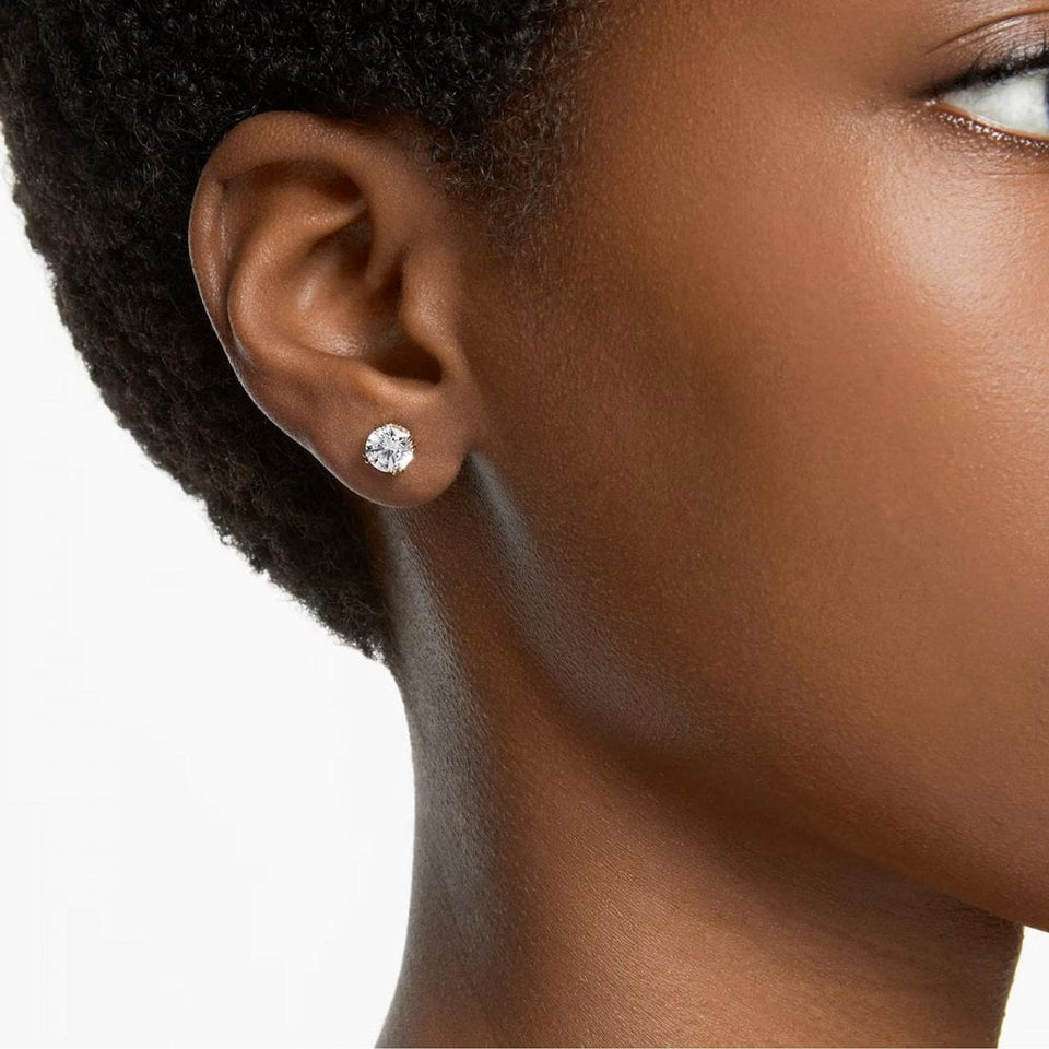 Swarovski Stilla Round Cut Gold Plated Stud Earrings
