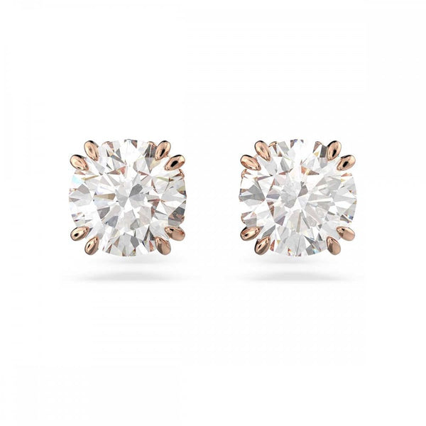 Swarovski Stilla Round Cut Rose Gold Plated Stud Earrings