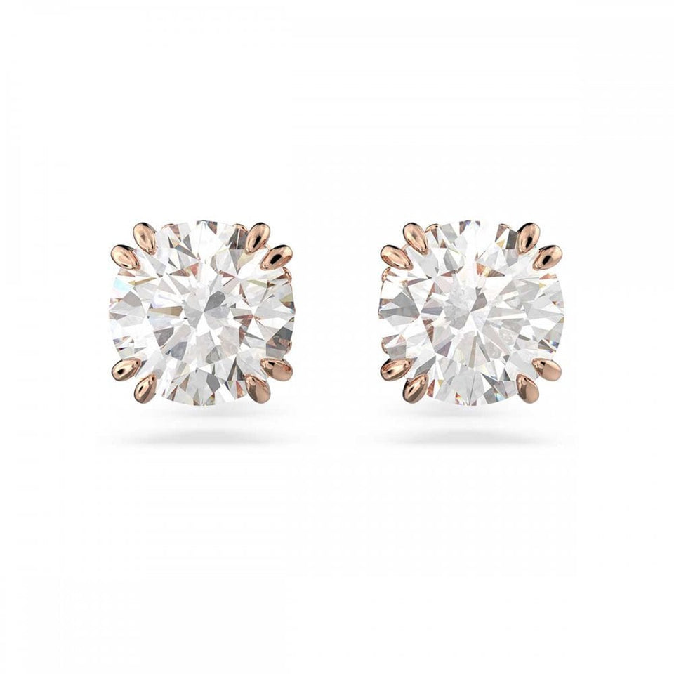 Swarovski Stilla Round Cut Rose Gold Plated Stud Earrings