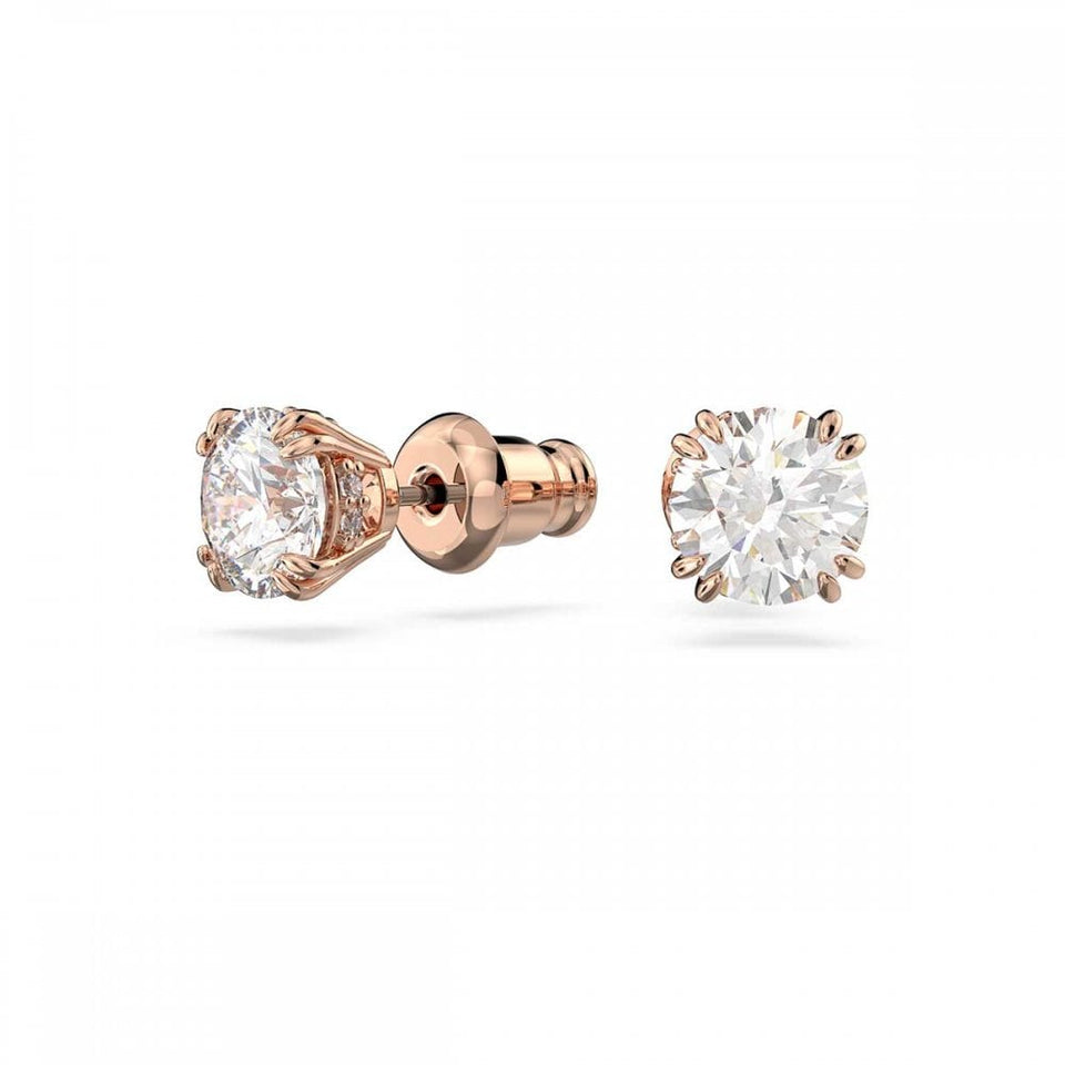 Swarovski Stilla Round Cut Rose Gold Plated Stud Earrings
