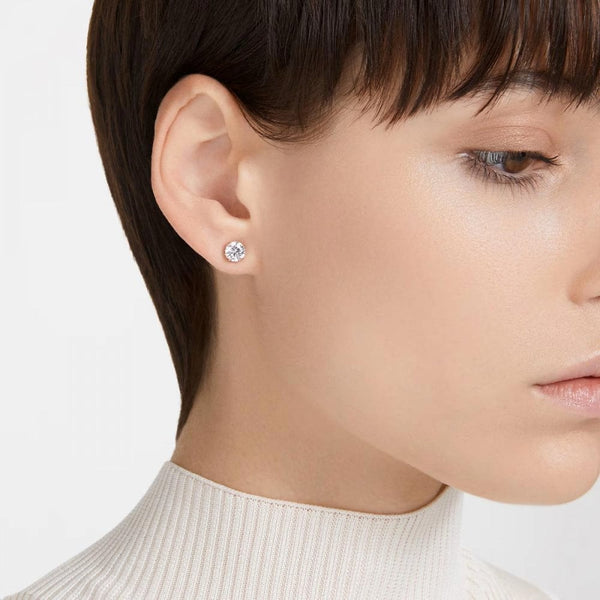 Swarovski Stilla Round Cut Rose Gold Plated Stud Earrings