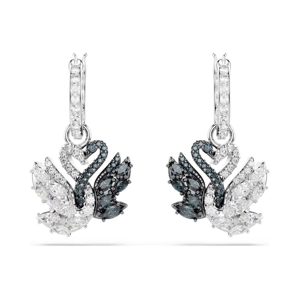 Swarovski Swan Intertwined Heart Stone Set Drop Earrings