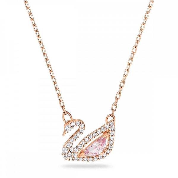Swarovski Swan Rose Gold Plated Pink Necklace