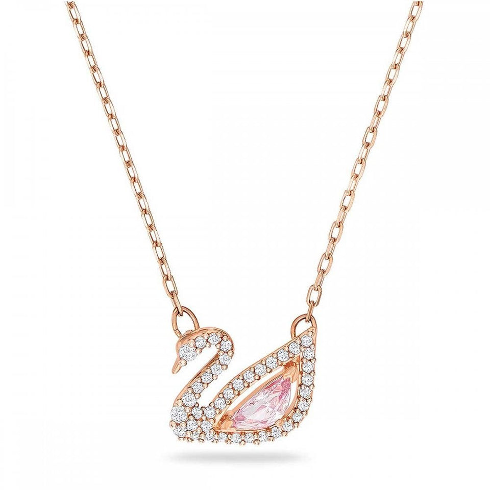 Swarovski Swan Rose Gold Plated Pink Necklace