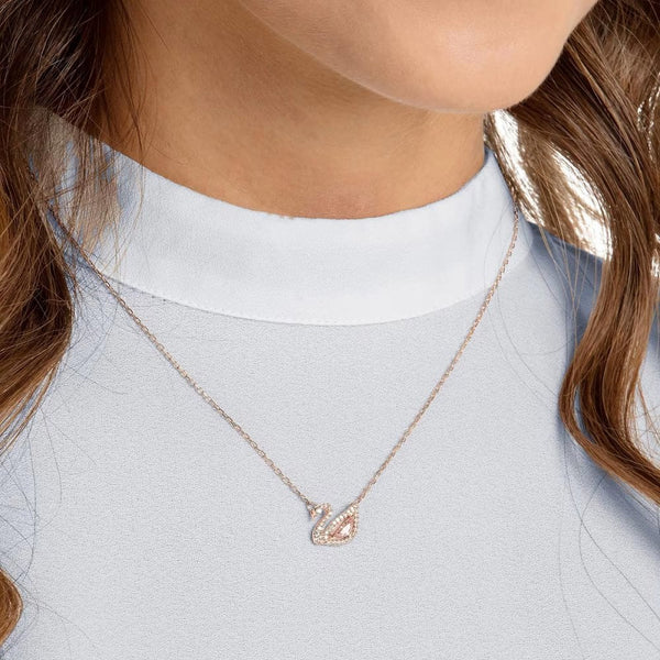 Swarovski Swan Rose Gold Plated Pink Necklace