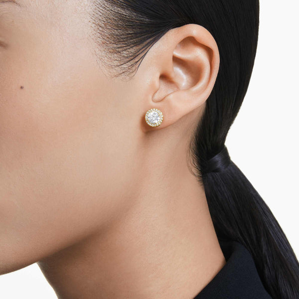 Swarovski Una Angelic Gold Tone Circle Earring Studs