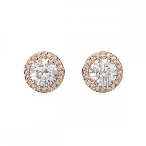 Swarovski Una Angelic Round Cut Rose Gold Plated Halo Stud Earrings