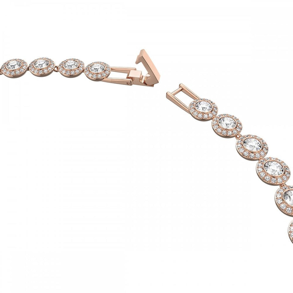 Swarovski Una Angelic Round Cut Rose Gold Plated Tennis Necklace