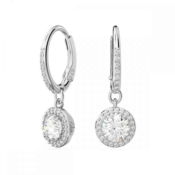 Swarovski Una Angelic Round Cut Stone Set Drop Hoop Earrings