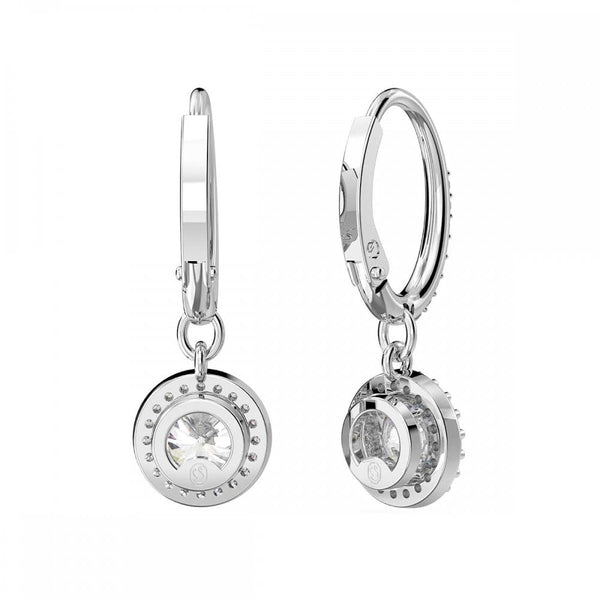 Swarovski Una Angelic Round Cut Stone Set Drop Hoop Earrings
