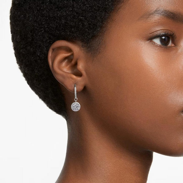 Swarovski Una Angelic Round Cut Stone Set Drop Hoop Earrings