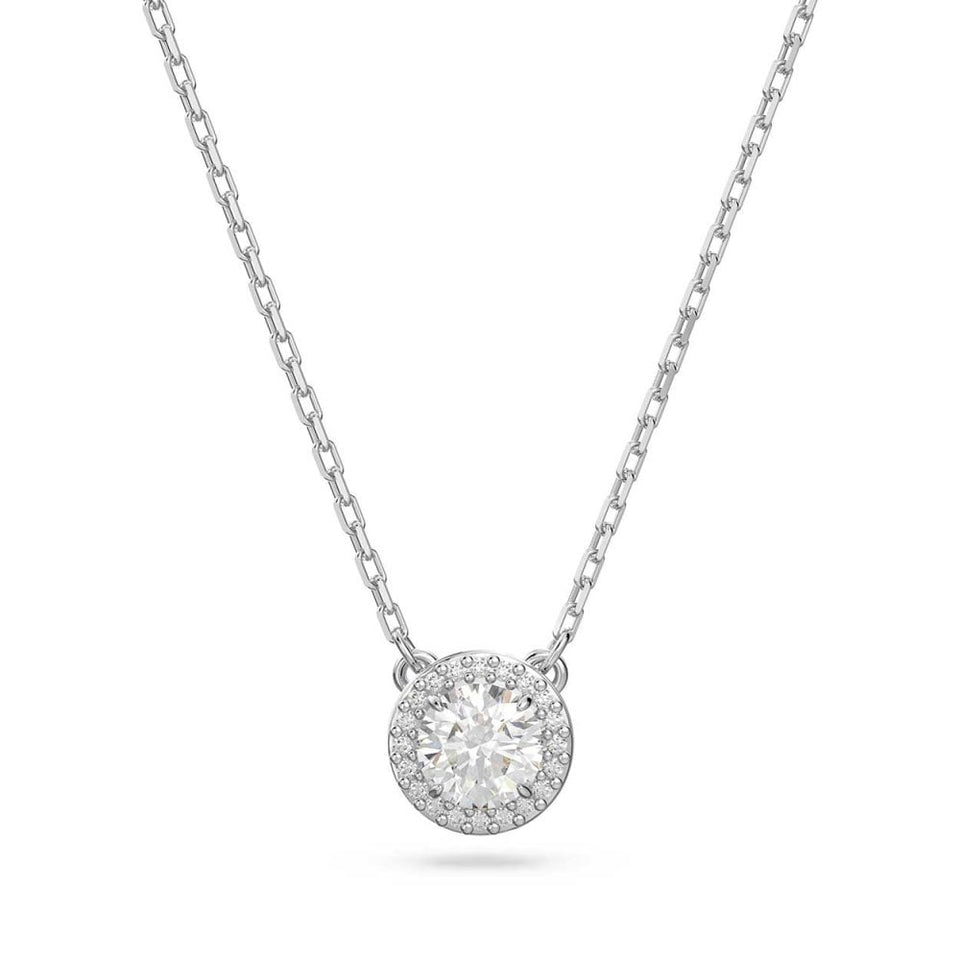 Swarovski Una Angelic Round Cut Stone Set Halo Necklace