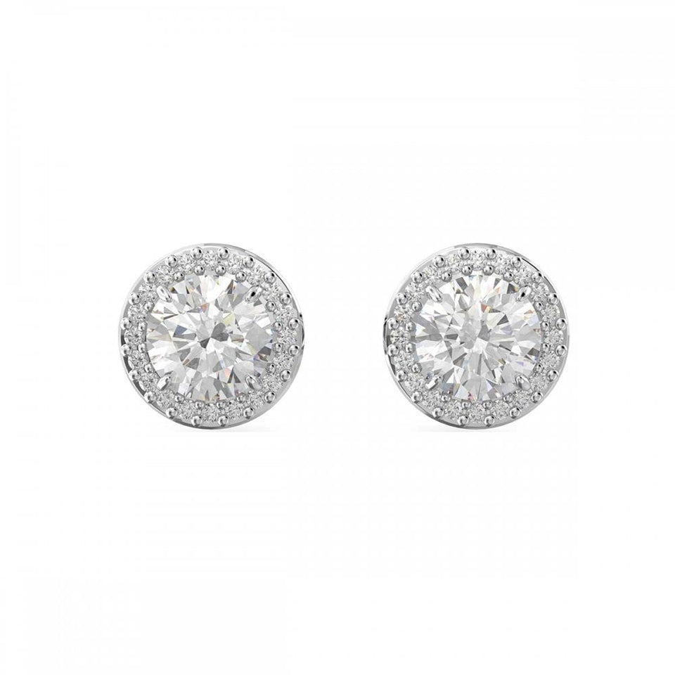 Swarovski Una Angelic Round Cut Stone Set Halo Stud Earrings