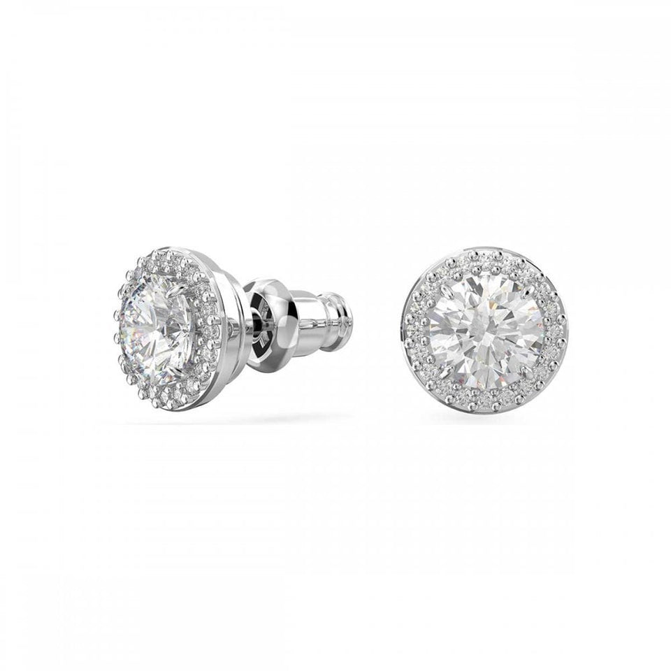 Swarovski Una Angelic Round Cut Stone Set Halo Stud Earrings