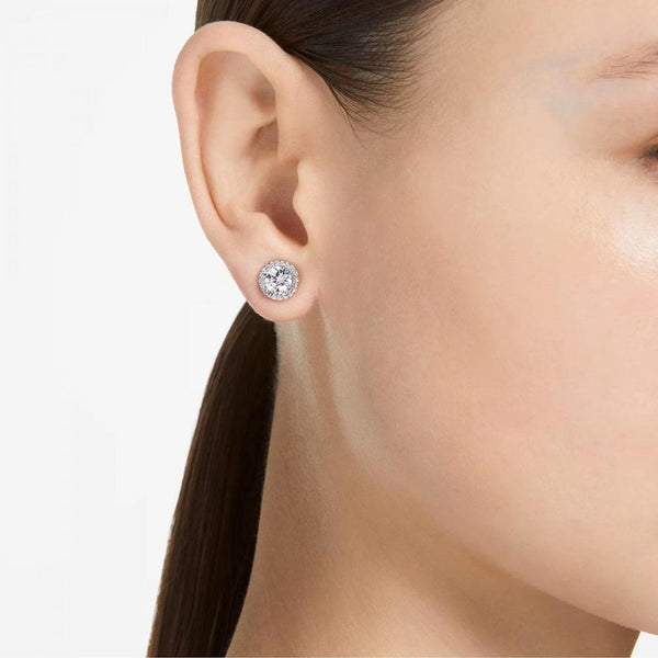 Swarovski Una Angelic Round Cut Stone Set Halo Stud Earrings