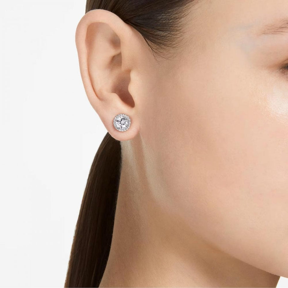 Swarovski Una Angelic Round Cut Stone Set Halo Stud Earrings