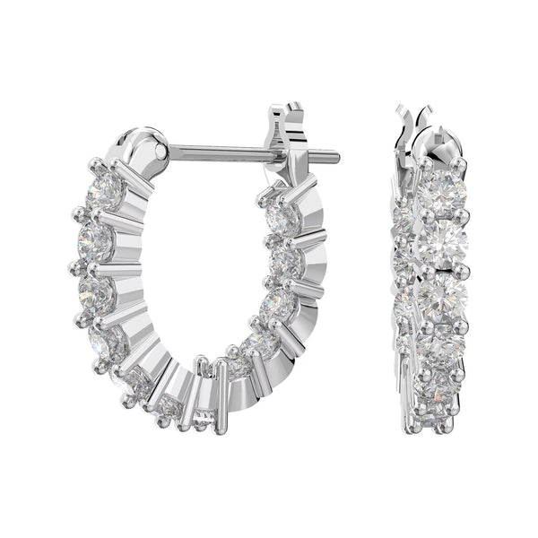 Swarovski Matrix Vittore Round Cut Rhodium Plated Hoop Earrings