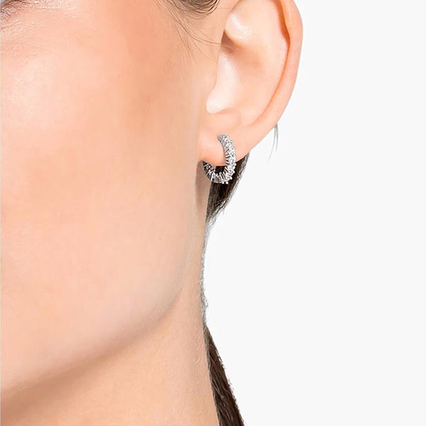 Swarovski Matrix Vittore Round Cut Rhodium Plated Hoop Earrings