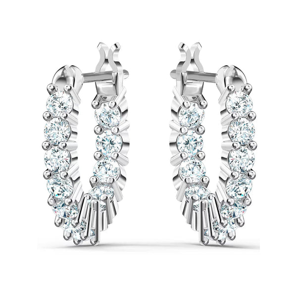 Swarovski Matrix Vittore Round Cut Rhodium Plated Hoop Earrings