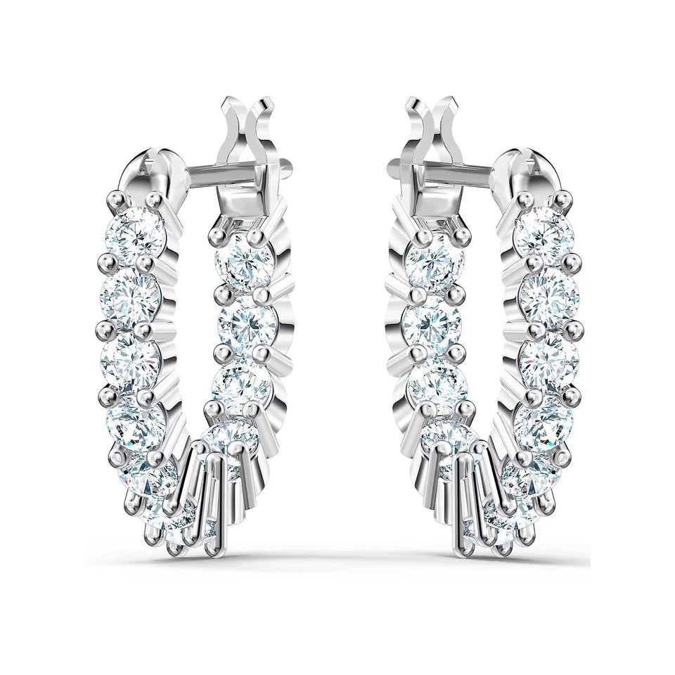 Swarovski Matrix Vittore Round Cut Rhodium Plated Hoop Earrings