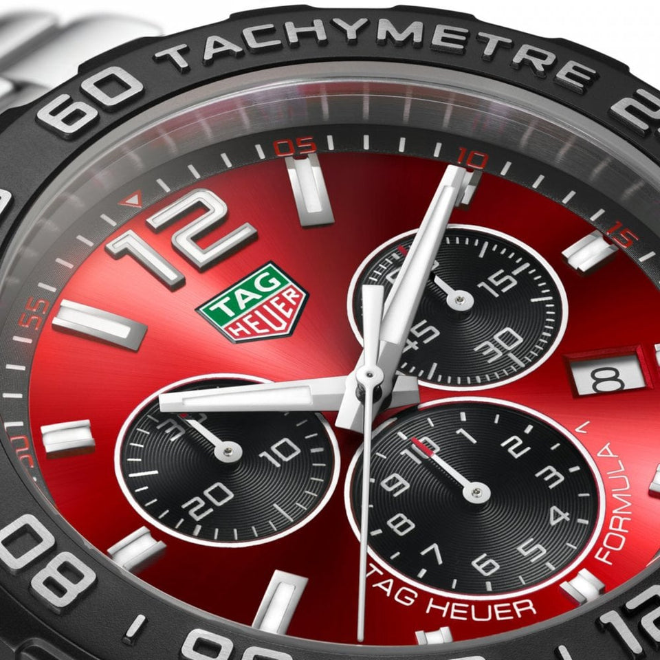 TAG Heuer FORMULA 1 43mm Quartz Chronograph Red Dial Watch
