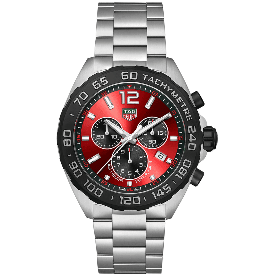 TAG Heuer FORMULA 1 43mm Quartz Chronograph Red Dial Watch