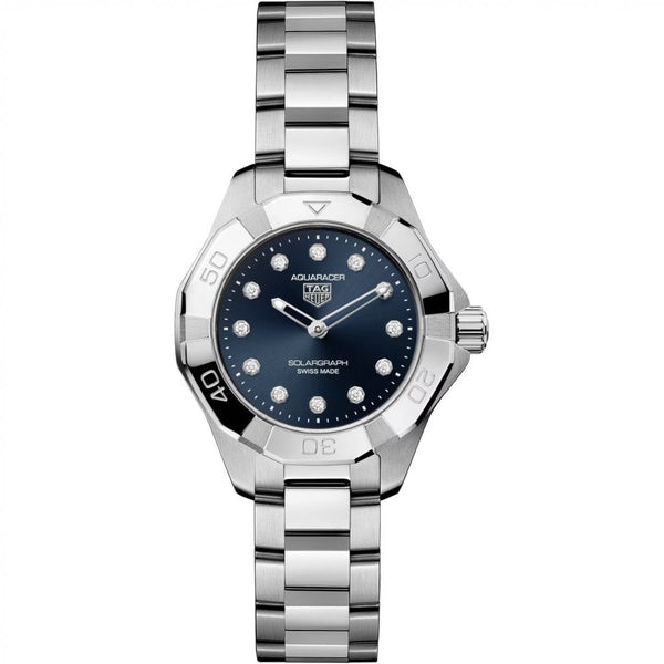 TAG Heuer Ladies Aquaracer Professional 100 Solargraph Solar 28mm Blue Dial Watch
