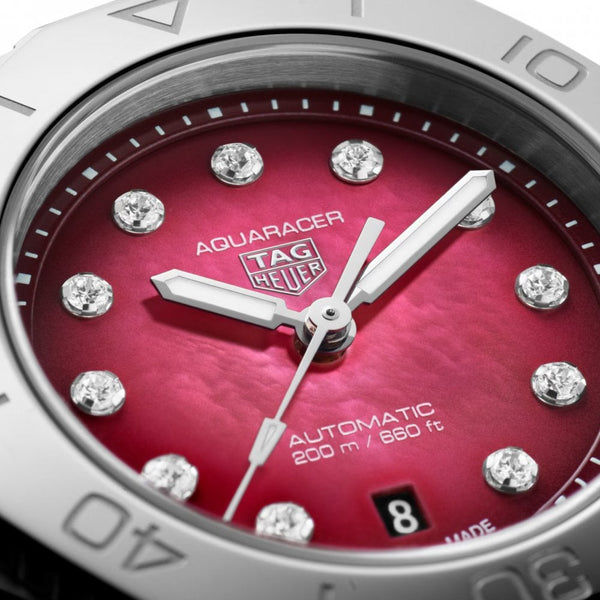 TAG Heuer Ladies Aquaracer Professional 200 Date Ruby-Red Dial Watch