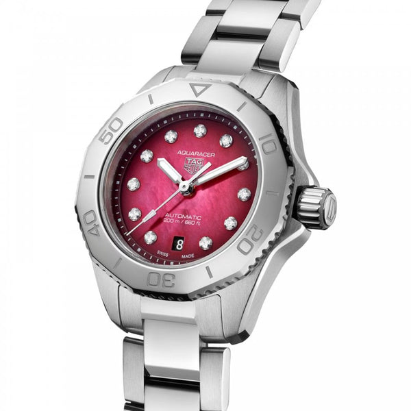 TAG Heuer Ladies Aquaracer Professional 200 Date Ruby-Red Dial Watch