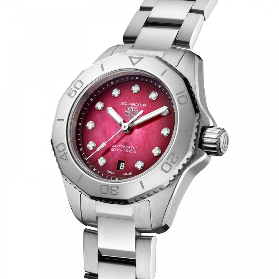 TAG Heuer Ladies Aquaracer Professional 200 Date Ruby-Red Dial Watch