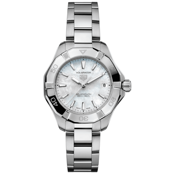 TAG Heuer Ladies Aquaracer Professional 200 Solargraph 34mm White Dial Watch