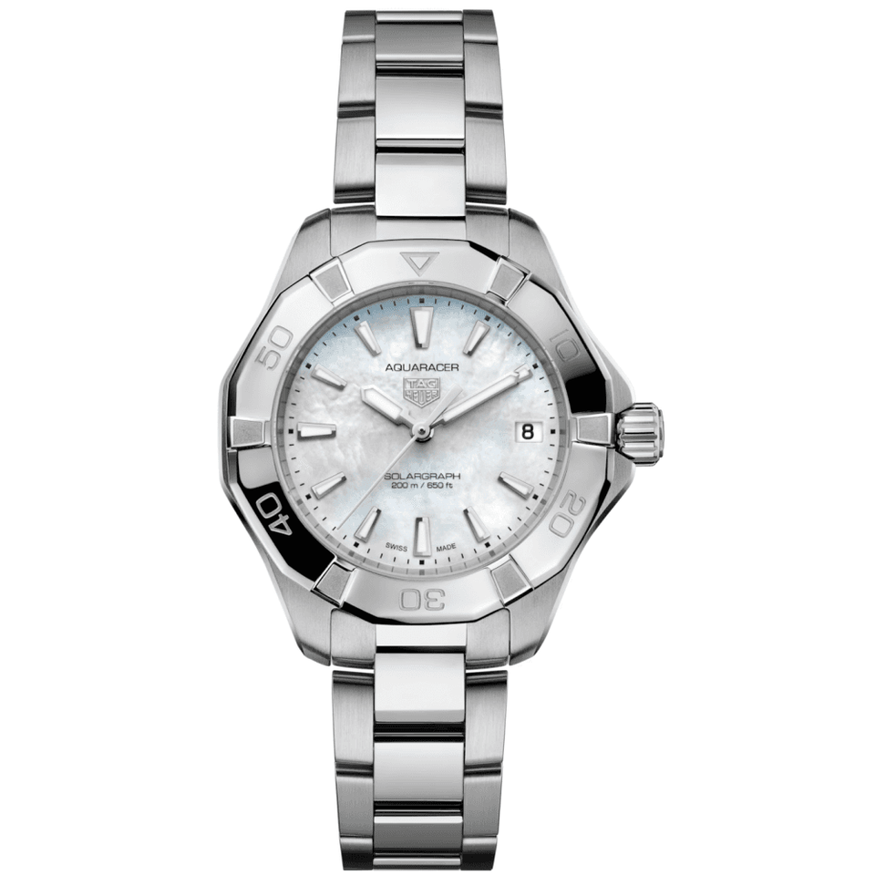 TAG Heuer Ladies Aquaracer Professional 200 Solargraph 34mm White Dial Watch