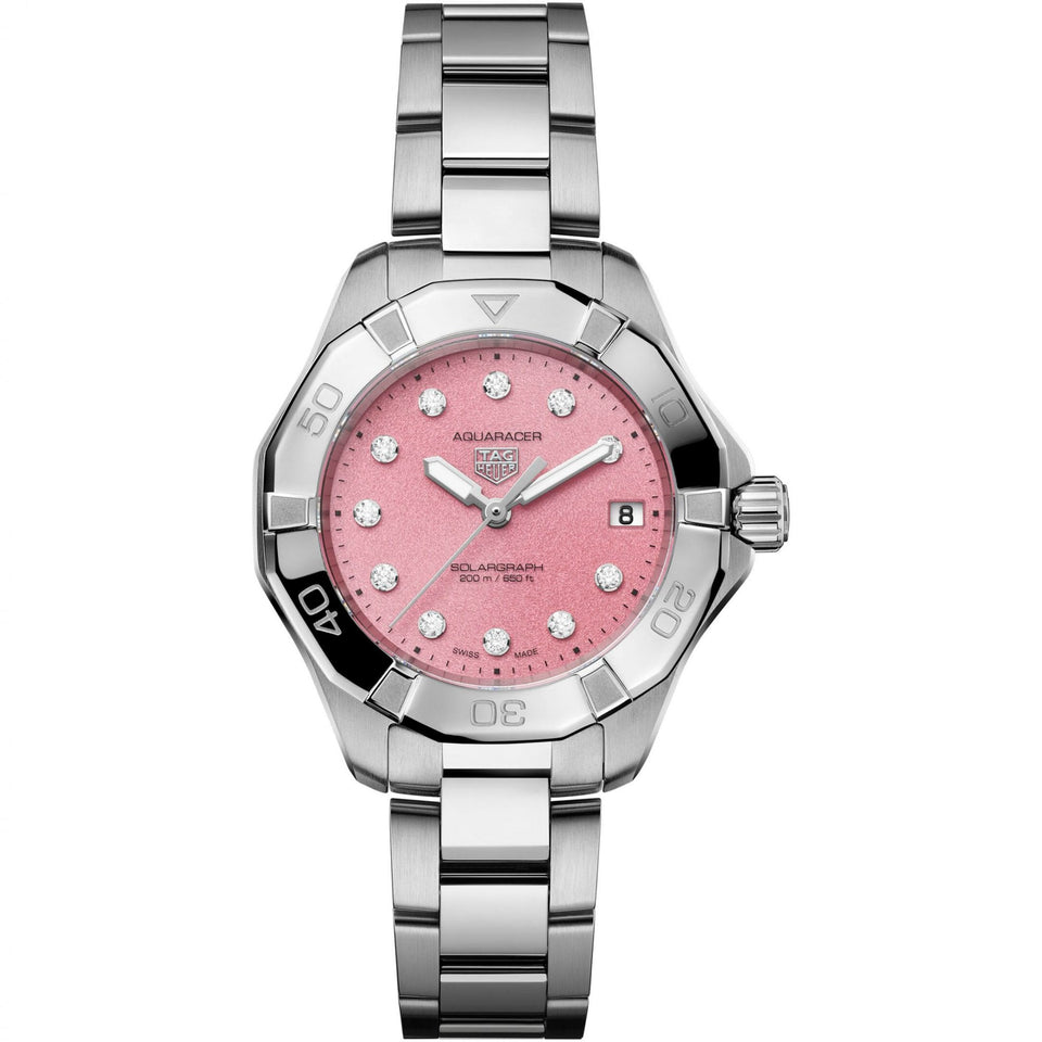TAG Heuer Ladies Aquaracer Professional 200 Solargraph Pink 34mm Watch