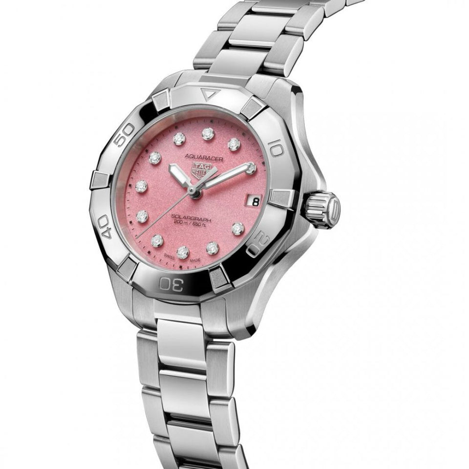 TAG Heuer Ladies Aquaracer Professional 200 Solargraph Pink 34mm Watch