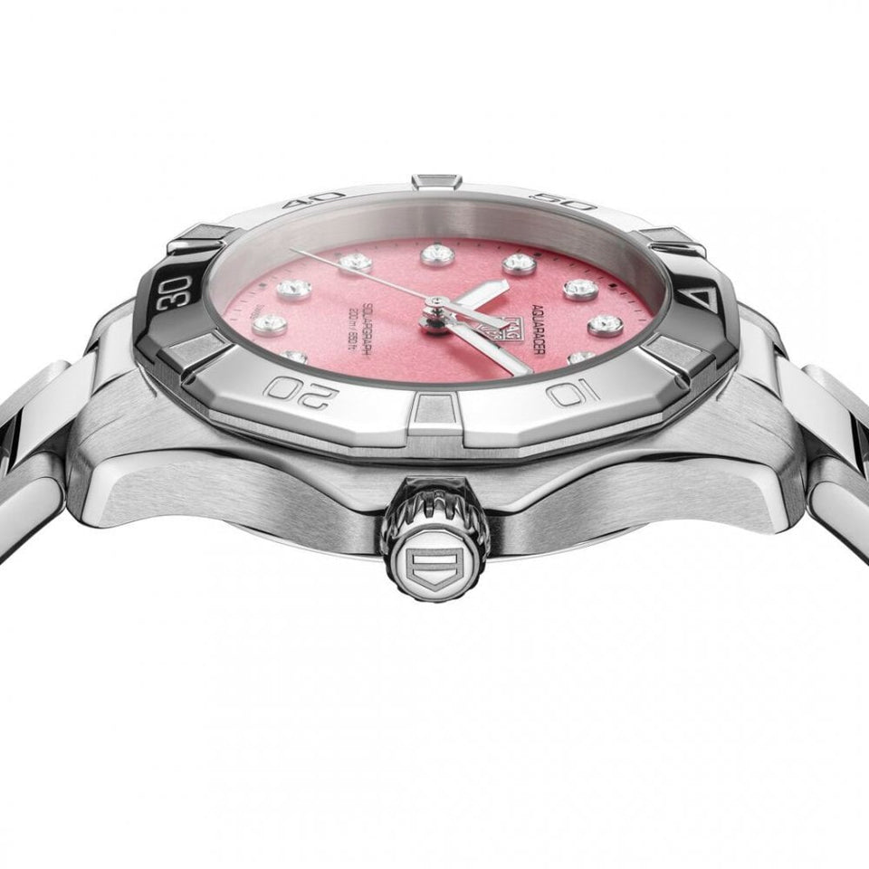 TAG Heuer Ladies Aquaracer Professional 200 Solargraph Pink 34mm Watch