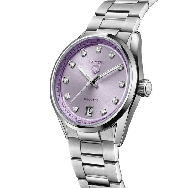 TAG Heuer Ladies Carrera Automatic 36mm Lilac Dial Watch