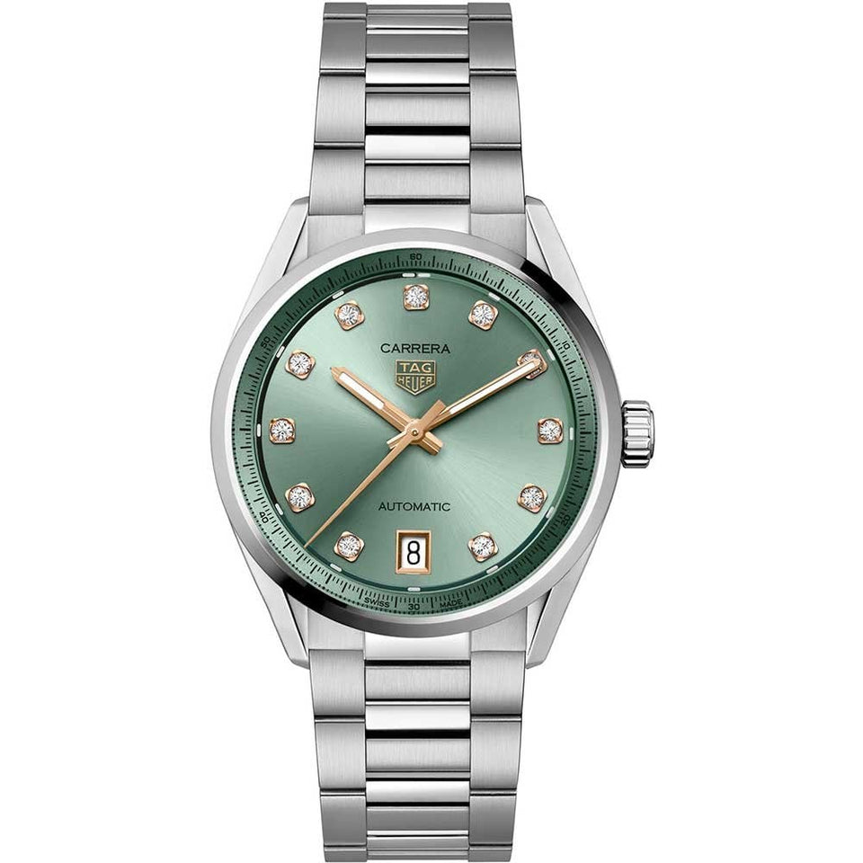 TAG Heuer Ladies Carrera Green Diamond Dot 36mm Automatic Watch