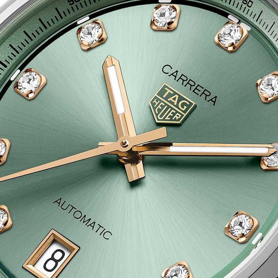 TAG Heuer Ladies Carrera Green Diamond Dot 36mm Automatic Watch