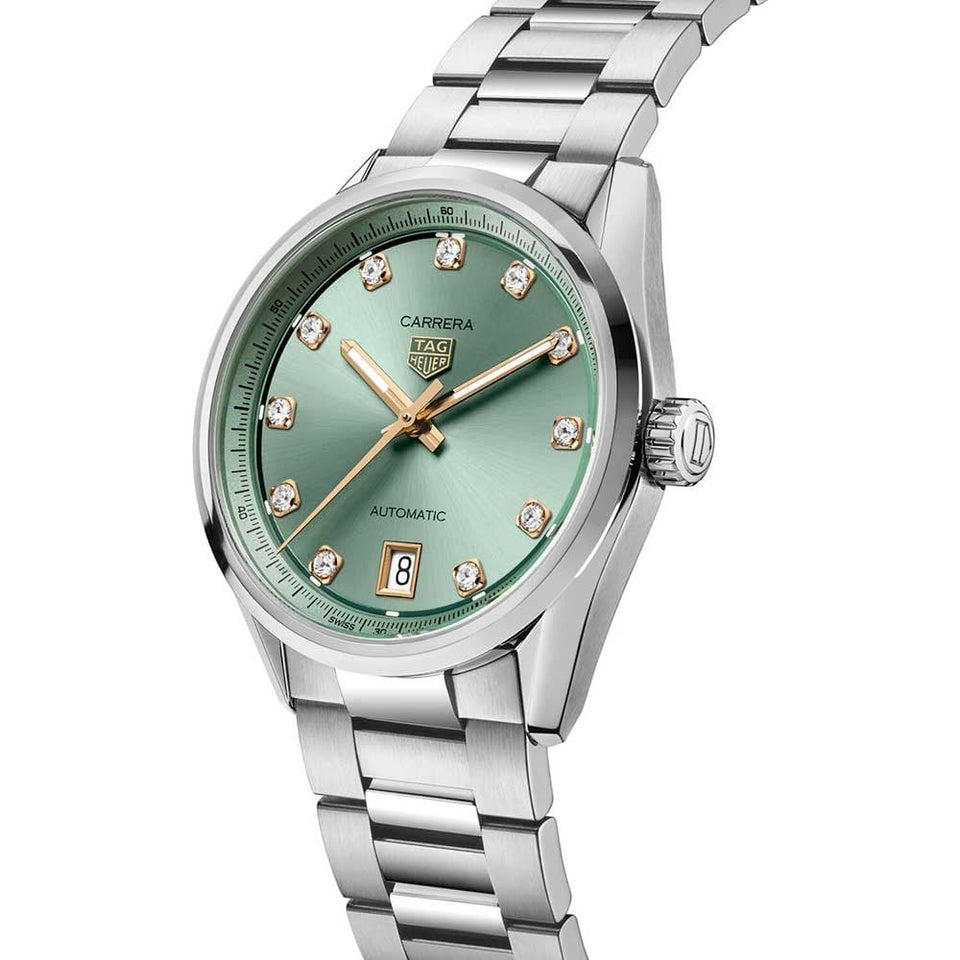 TAG Heuer Ladies Carrera Green Diamond Dot 36mm Automatic Watch