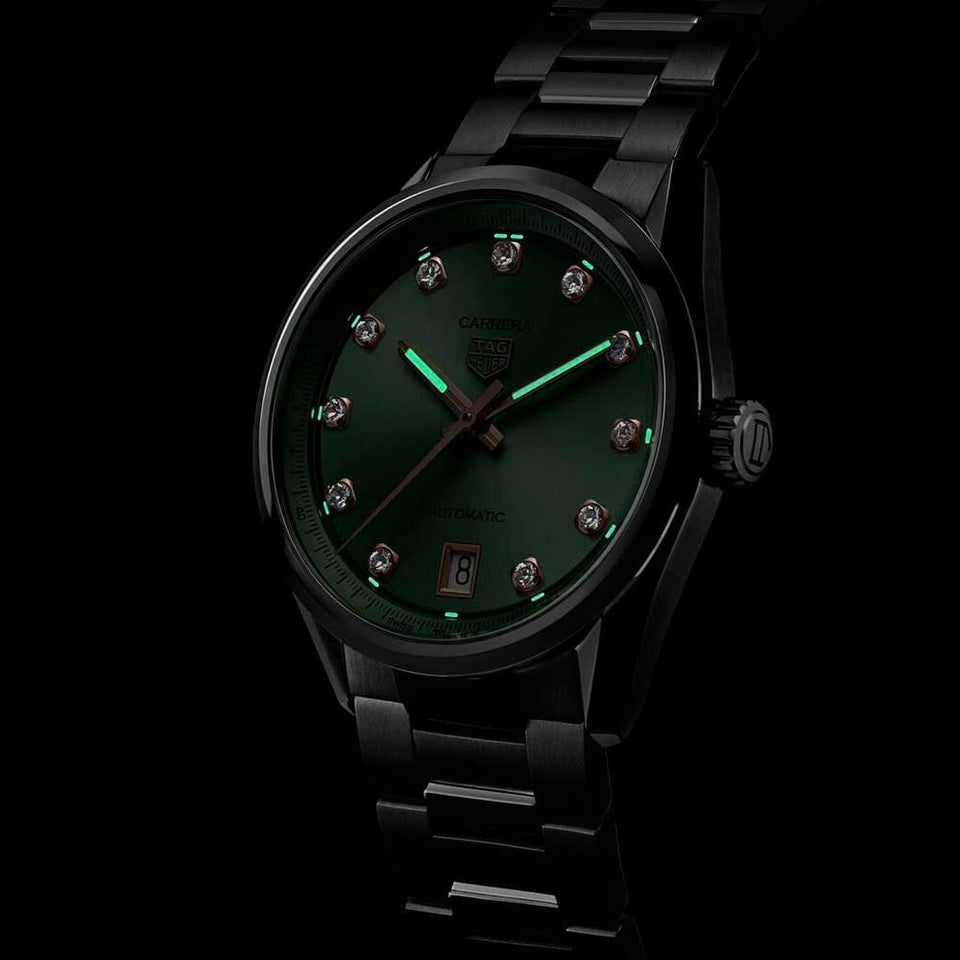 TAG Heuer Ladies Carrera Green Diamond Dot 36mm Automatic Watch