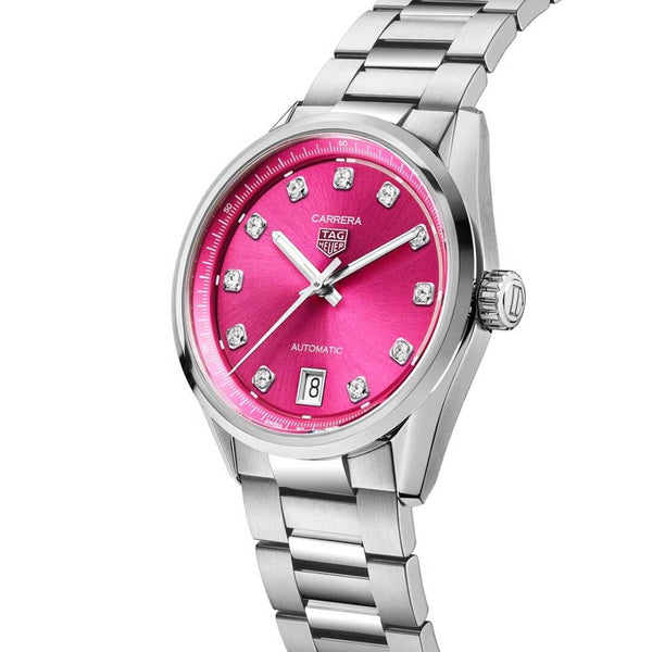TAG Heuer Ladies Carrera Pink Diamond Dot 36mm Automatic Watch