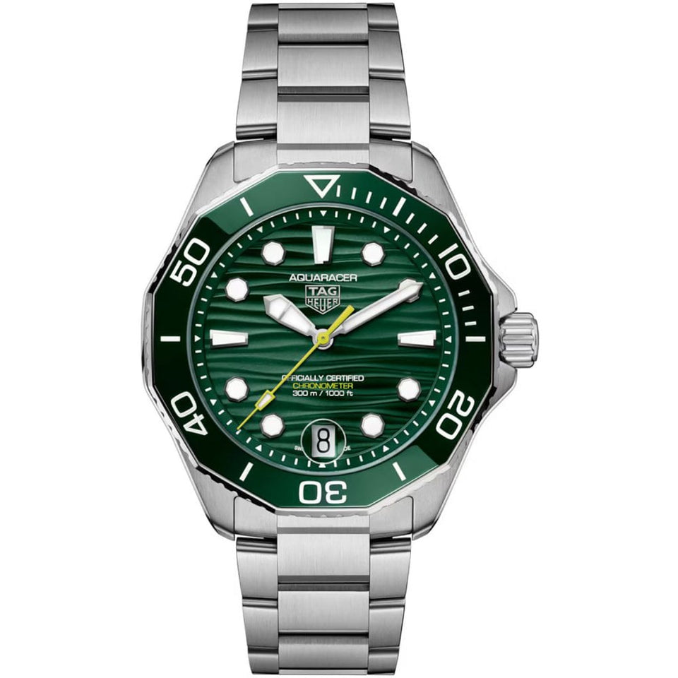 TAG Heuer Men's Aquaracer Professional 300 Green Dial Divers Bracelet Watch