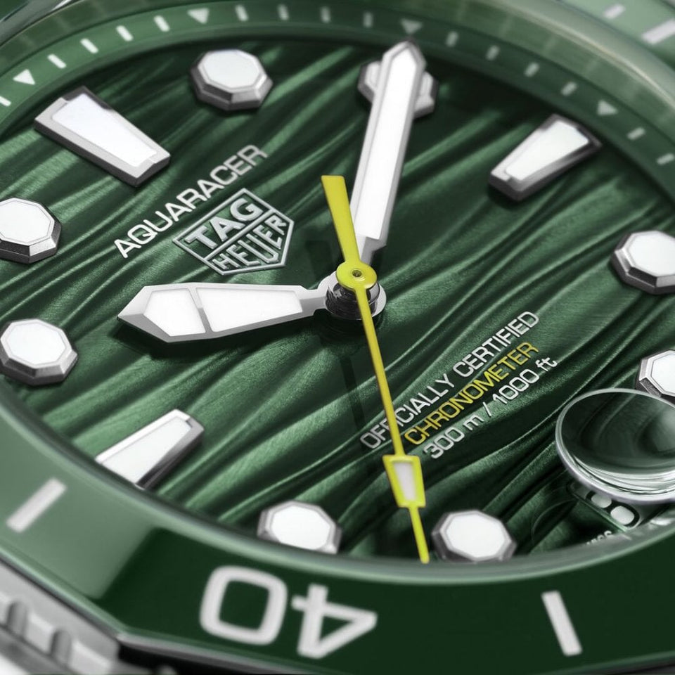 TAG Heuer Men's Aquaracer Professional 300 Green Dial Divers Bracelet Watch