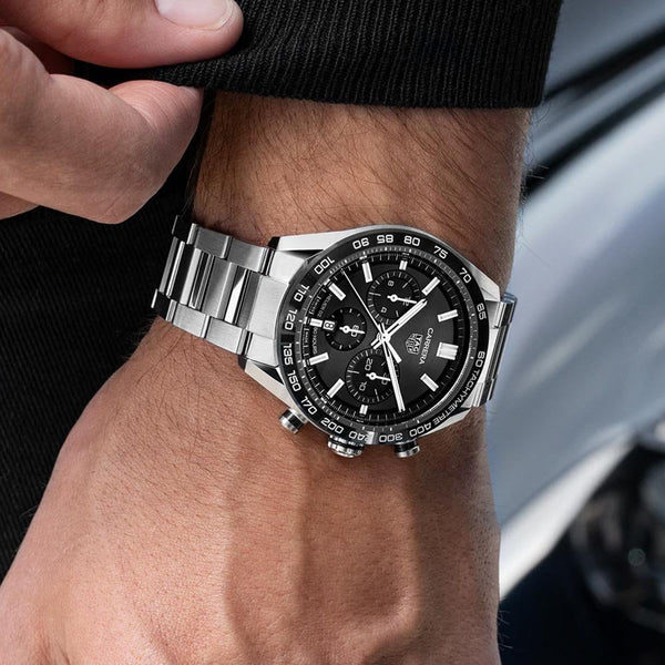 TAG Heuer Men's Carrera Heuer-02 44mm Chronograph Watch | Black