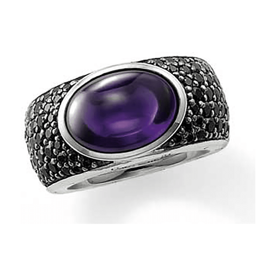 Thomas Sabo Black and Purple Oval Stone Ring