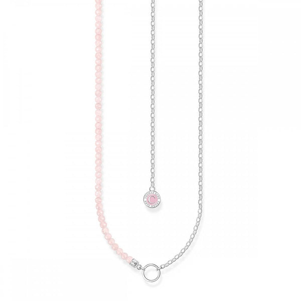 Thomas Sabo Ladies Pink Rose Quartz Beaded Chain Necklace