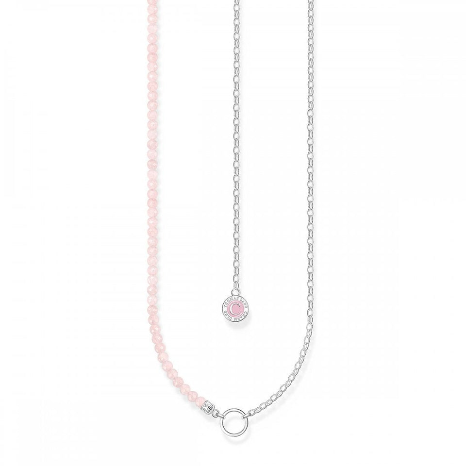 Thomas Sabo Ladies Pink Rose Quartz Beaded Chain Necklace