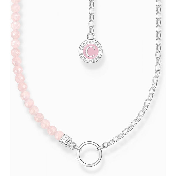 Thomas Sabo Ladies Pink Rose Quartz Beaded Chain Necklace