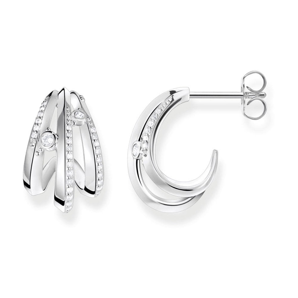 Thomas Sabo Silver Hoop Earrrings With White Stones
